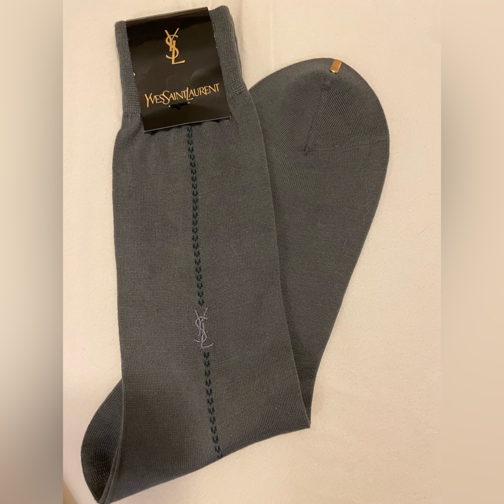 Yves Saint Laurent Charcoal Dress Socks NWT